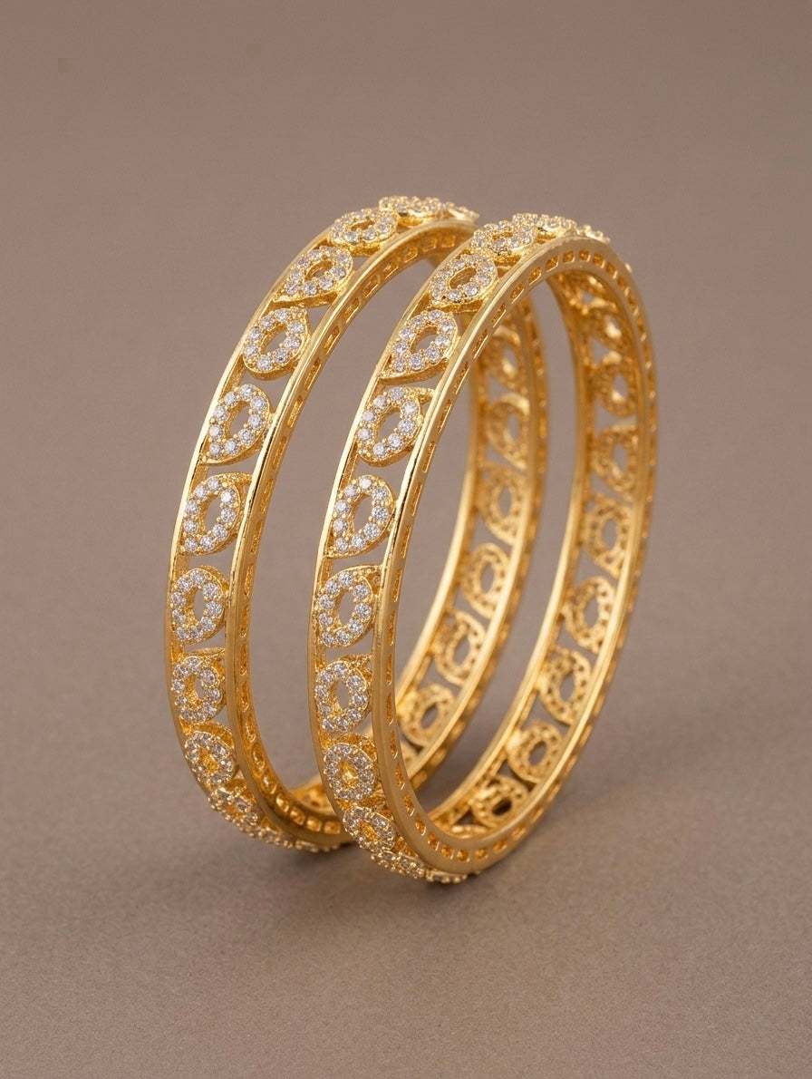 Gold tone cz mango bangles(2.4)-dj05202