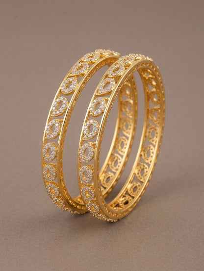 Gold tone cz mango bangles(2.4)-dj05202