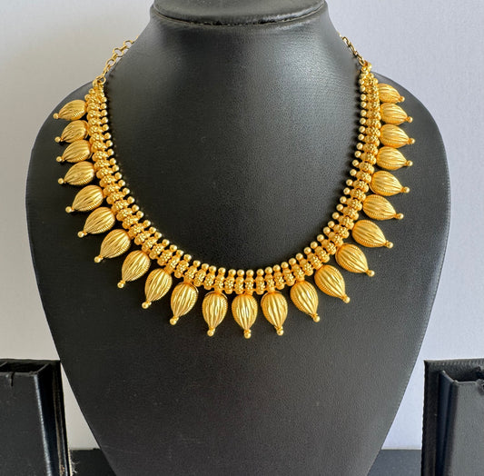 Matte gold tone kerala style necklace dj-51661