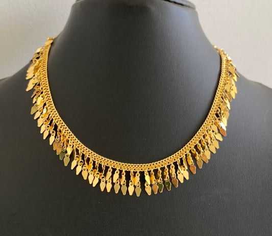 Gold tone kerala style elakka choker necklace dj-54107