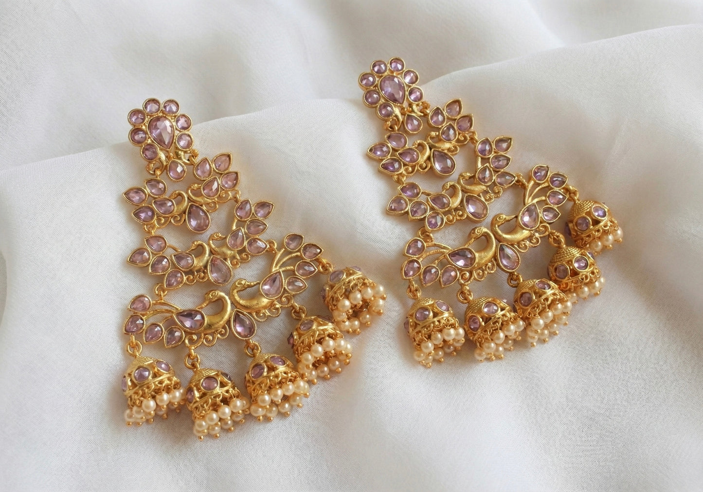 Antique gold tone purple long jhumkka/earrings DJ17766