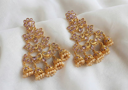 Antique gold tone purple long jhumkka/earrings DJ17766
