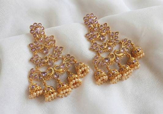 Antique gold tone purple long jhumkka/earrings DJ17766