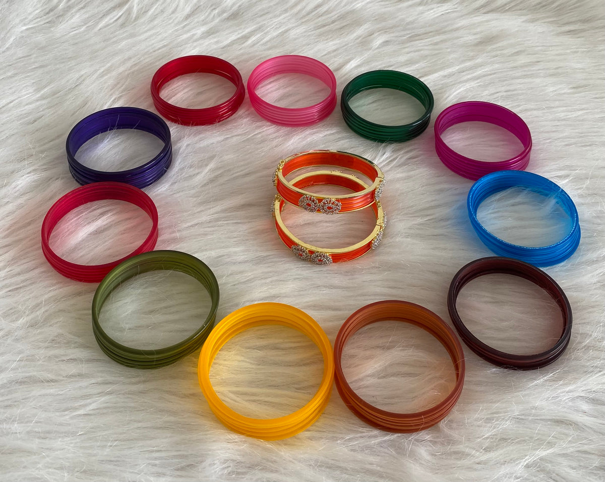 Two tone cz mango multicolor changeable bangles(2.4) dj-55039