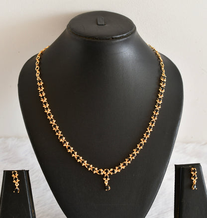 Gold tone AD black necklace set dj-53303