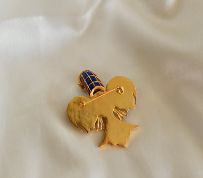 Matte finish Navarathna kundan jadau bird brooch dj-52639
