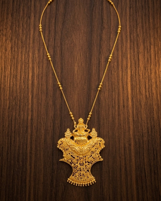 Gold tone 24 inches chain with lakshmi pendant dj-54359