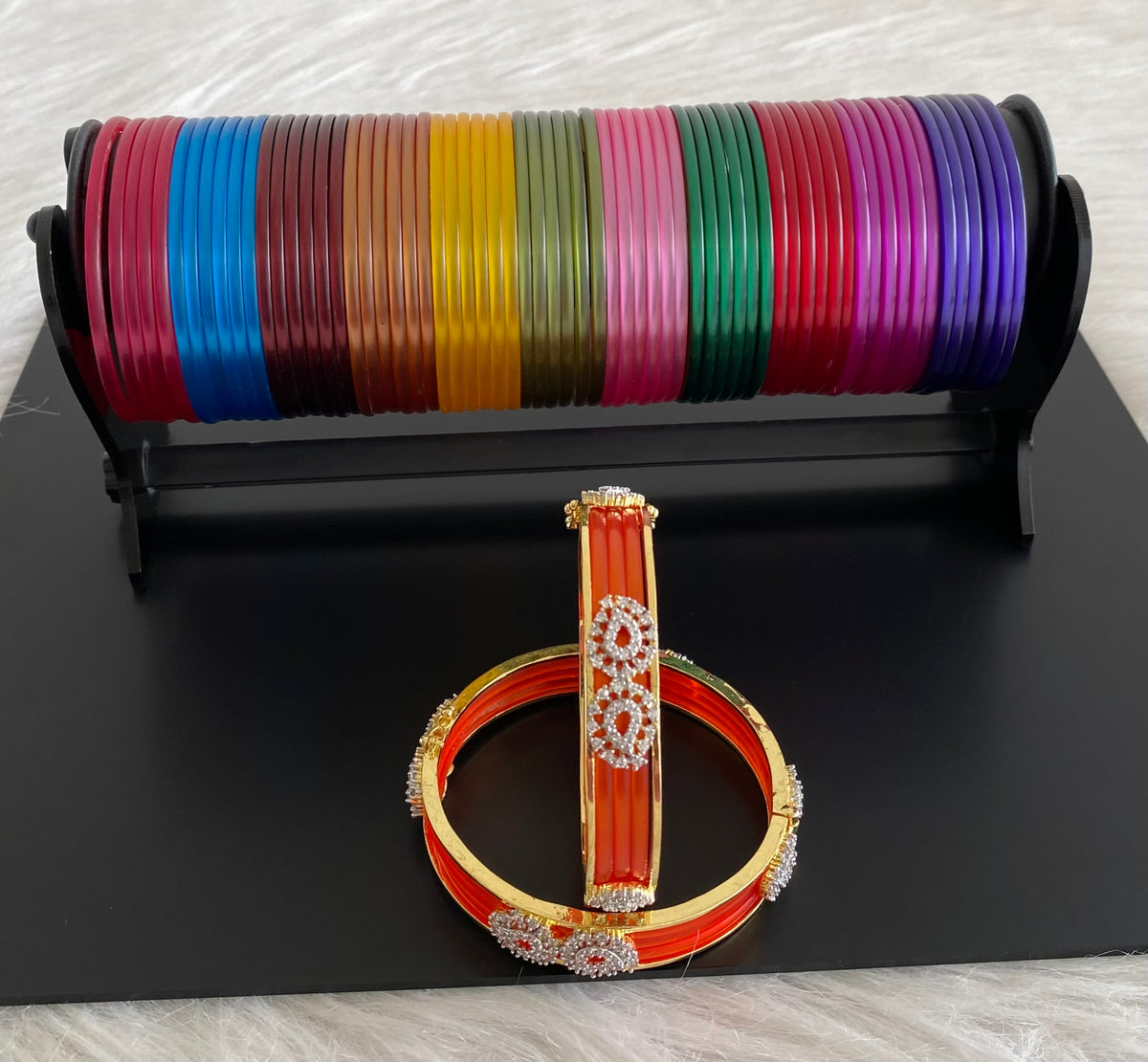 Two tone cz mango multicolor changeable bangles(2.4) dj-55039