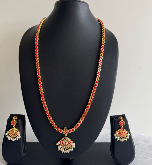 Gold tone coral South Indian style haar set dj-51675