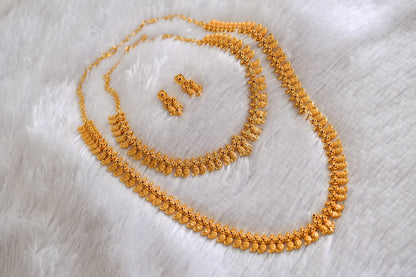 Gold tone pink-white kerala style mango haar combo set dj-52677