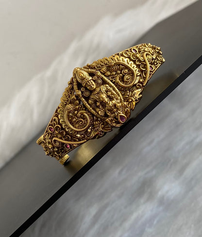 Antique gold tone shri thirumal screw type kada/bracelet dj-54855
