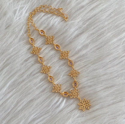 Gold tone purple stone necklace dj-54927