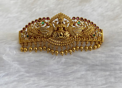 Antique gold tone kemp-green-white lakshmi peacock hair clip dj-53638