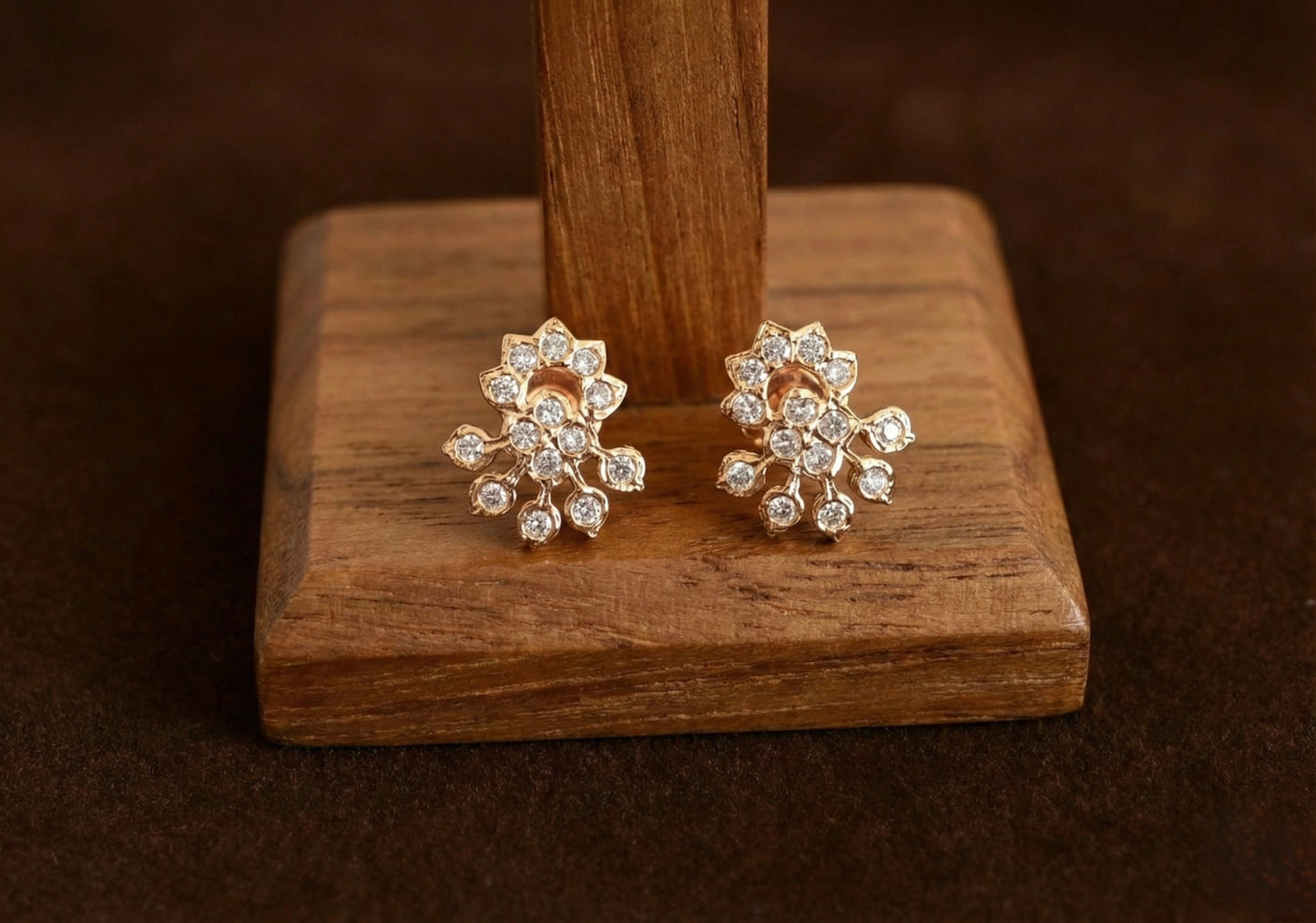 Gold tone AD white stone stud/earrings dj-52779