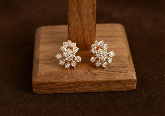 Gold tone AD white stone stud/earrings dj-52779