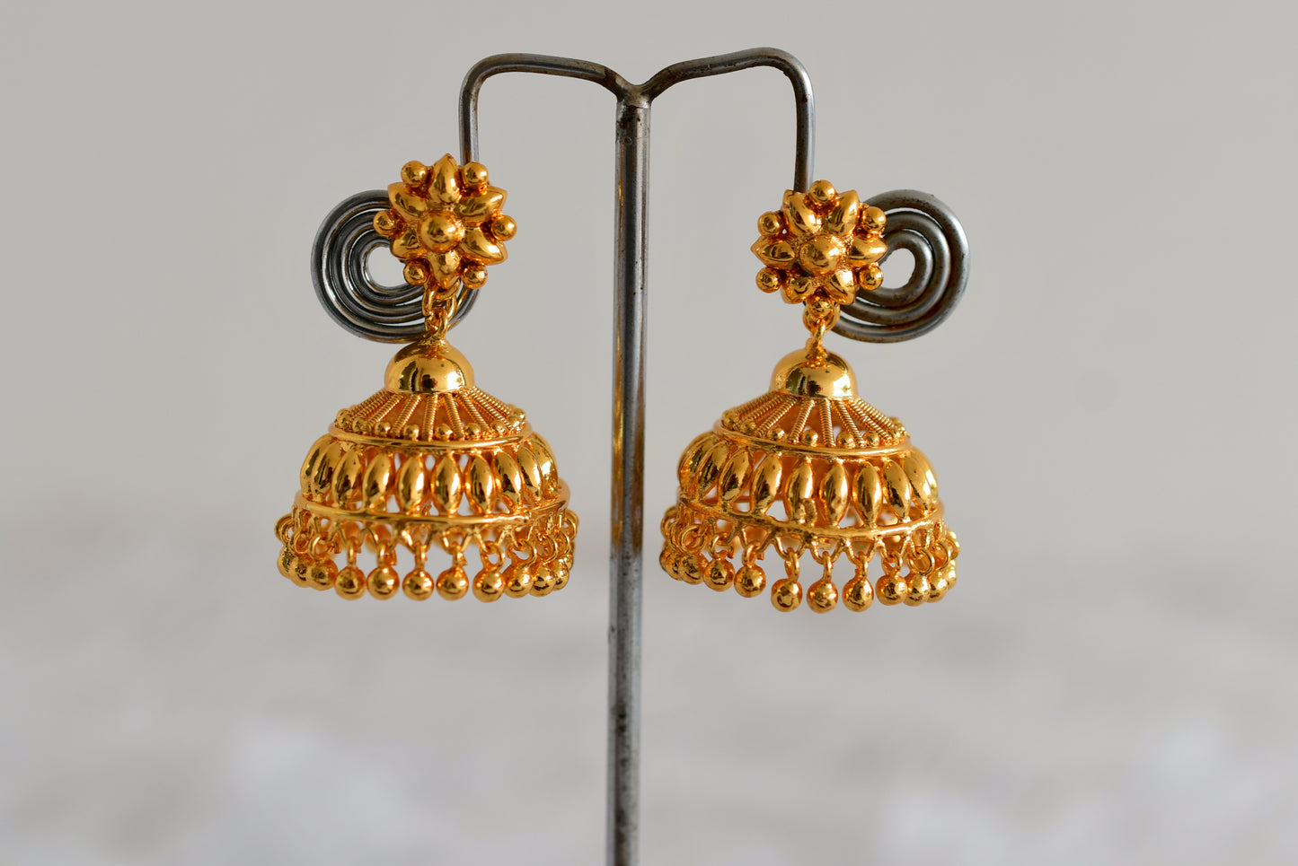 Gold tone Kerala style flower jhumkka dj-52443