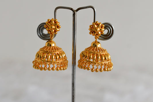Gold tone Kerala style flower jhumkka dj-52443