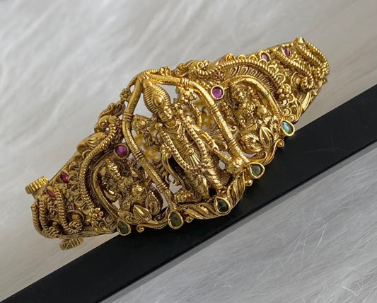 Antique gold tone lakshmi-mahavishnu screw type kada/bracelet dj-53972