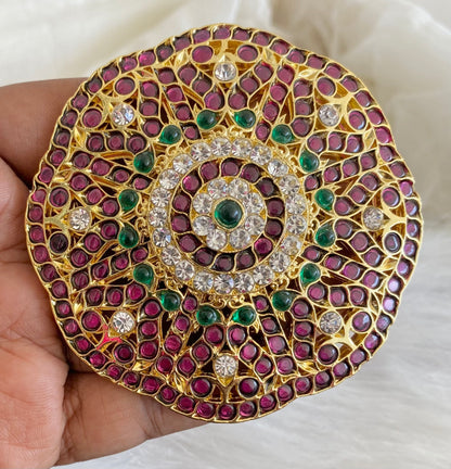 Gold tone precious kemp-white-green round hair jewel(rakodi)dj-53926