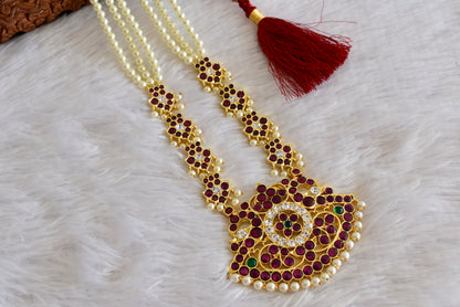 Gold tone precious kemp-green-white pearl peacock haar dj-52263