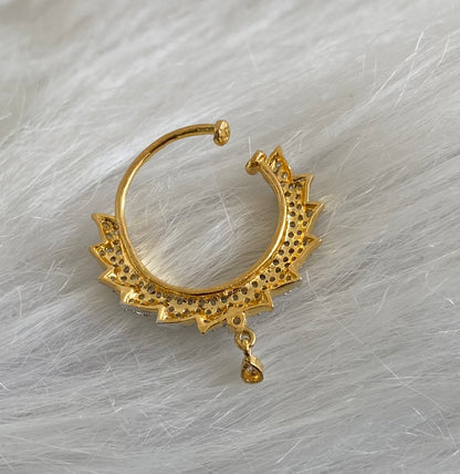 Two tone cz white nose pin dj-53825