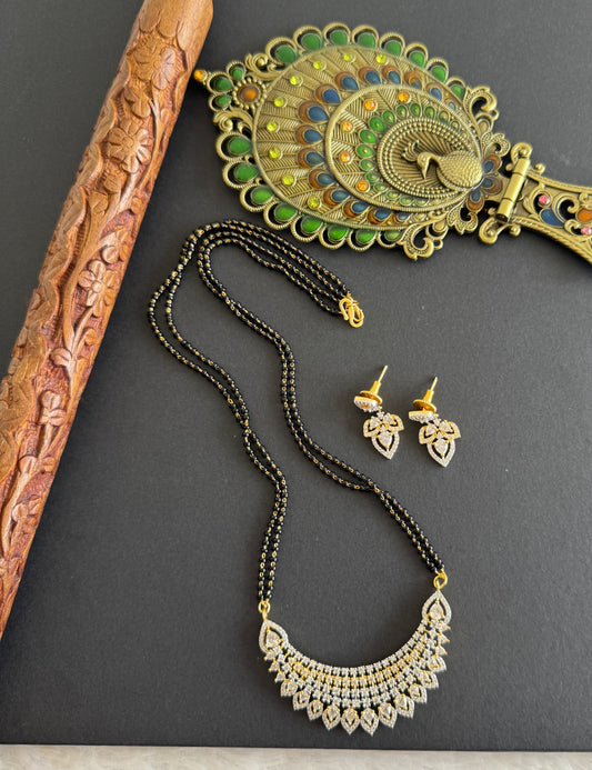 Two tone cz white stone 18 inches mangalsutra set dj-52064