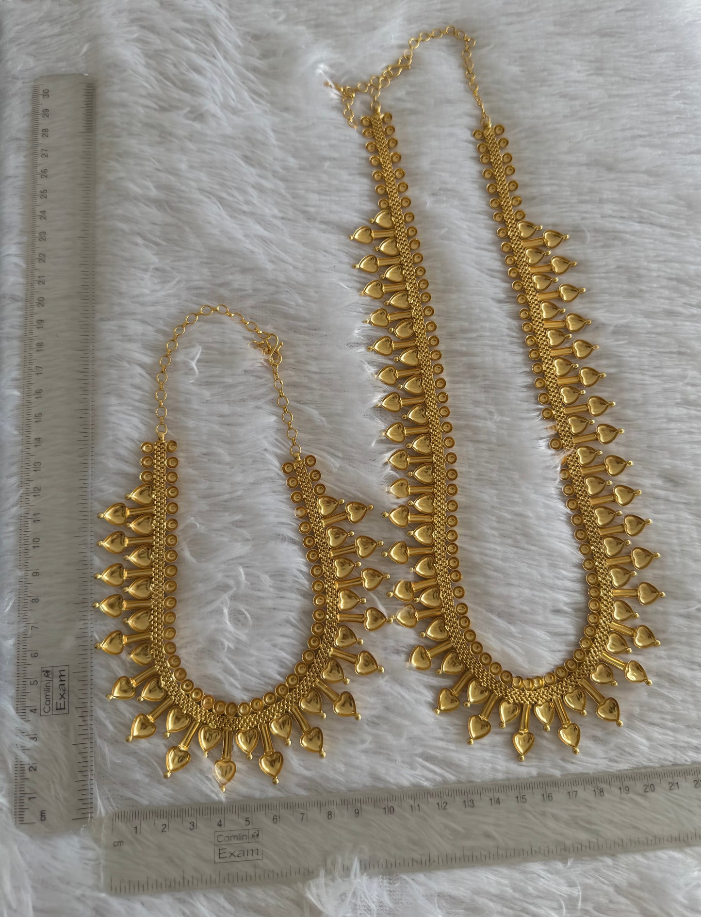Matte Gold tone kerala style heart combo set dj-51647