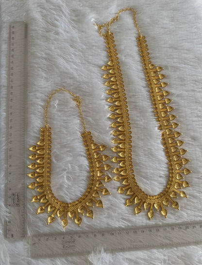 Matte Gold tone kerala style heart combo set dj-51647