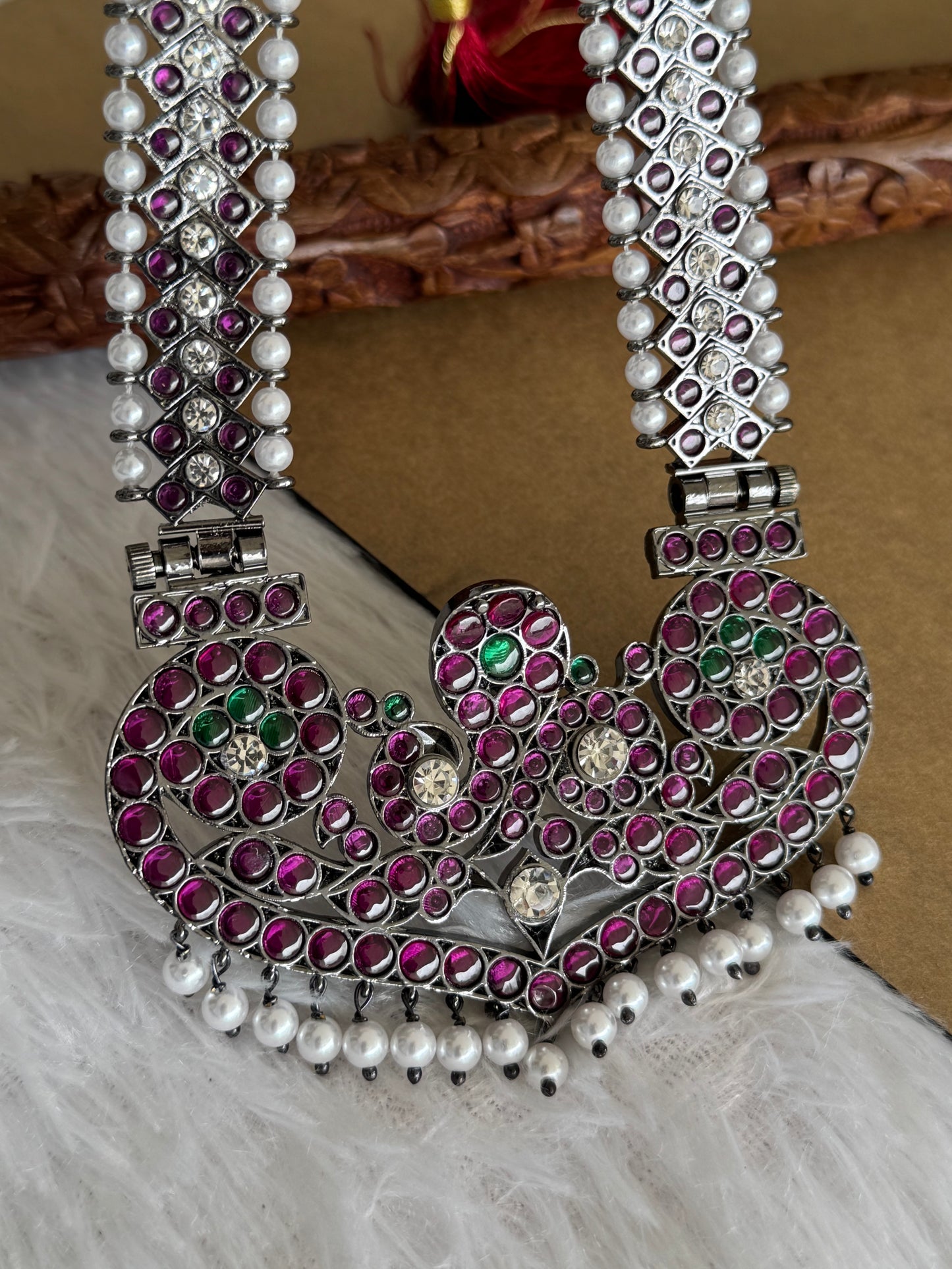 Black finish precious kemp pearl Naagar haar Dj-51759