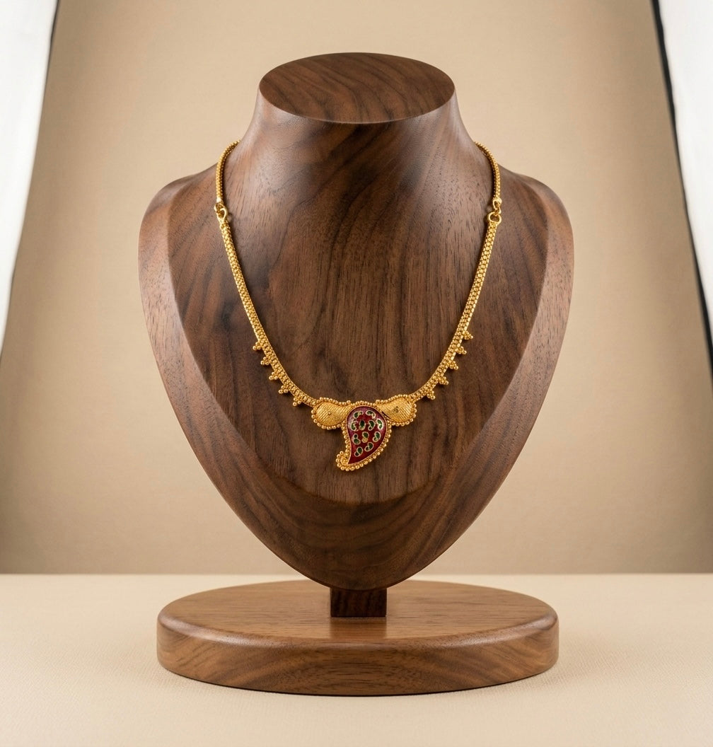 Gold tone Mango Meenakari Necklace -dj11099