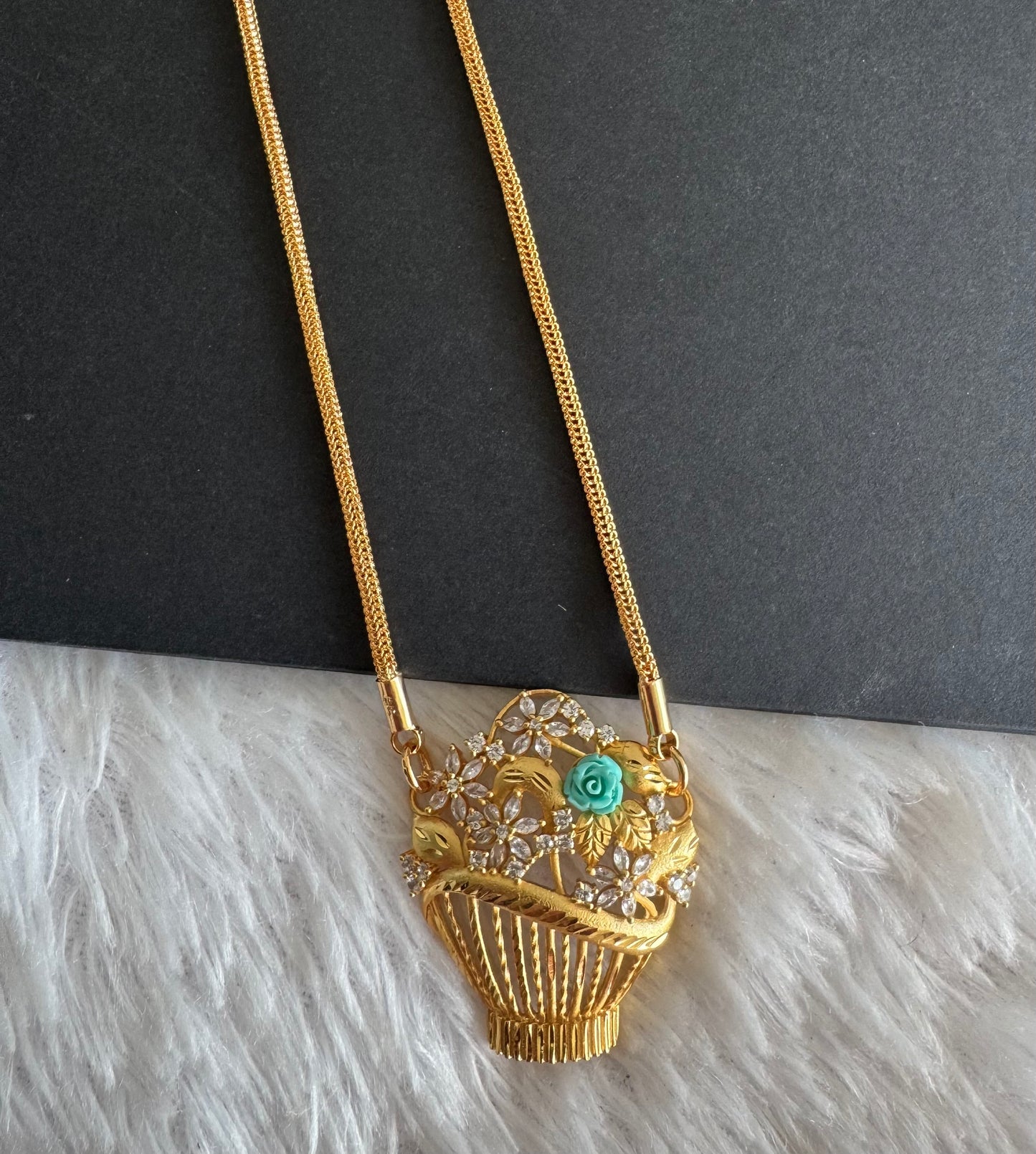 Gold tone 24 inches chain with flower pot pendant dj-52219