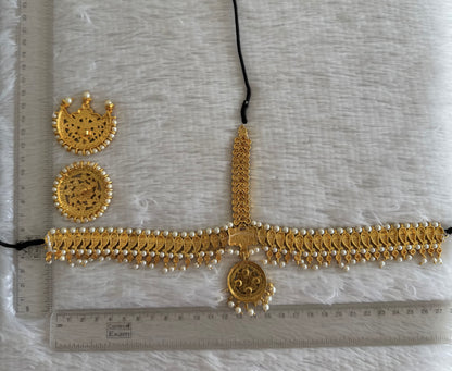 Gold tone kemp-green pearl mango head set/tikka dj-52061