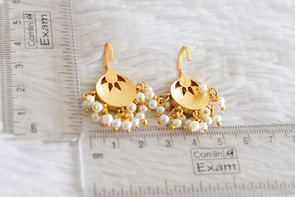 Gold tone pink-green kundan jadau bali bugadi earrings dj-52472