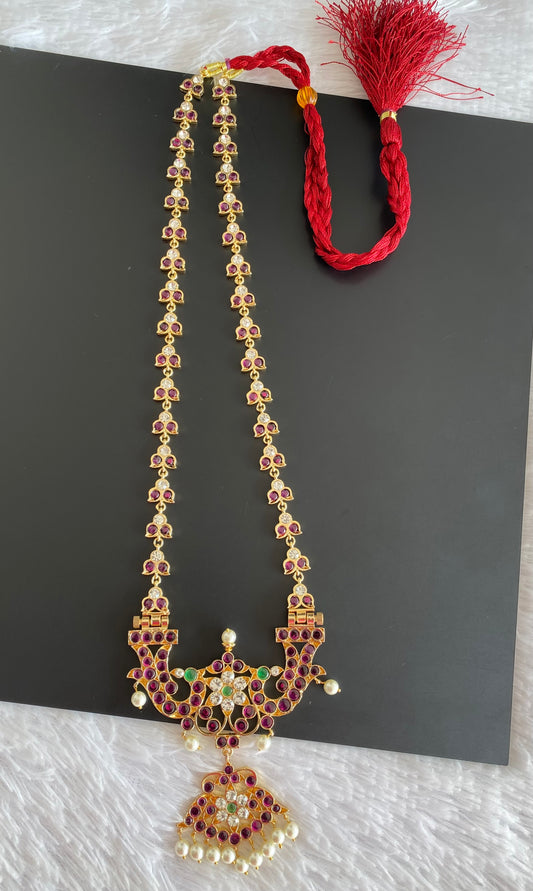 Gold tone precious kemp-green-white pearl peacock haar Dj-52909