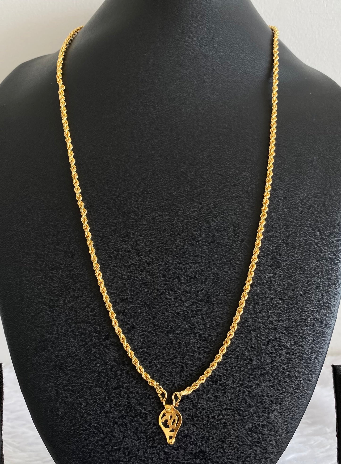Gold tone 24 inches chain with om elakka pendant dj-54387