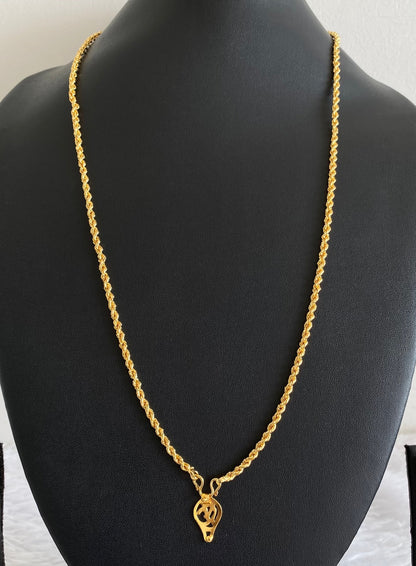 Gold tone 24 inches chain with om elakka pendant dj-54387