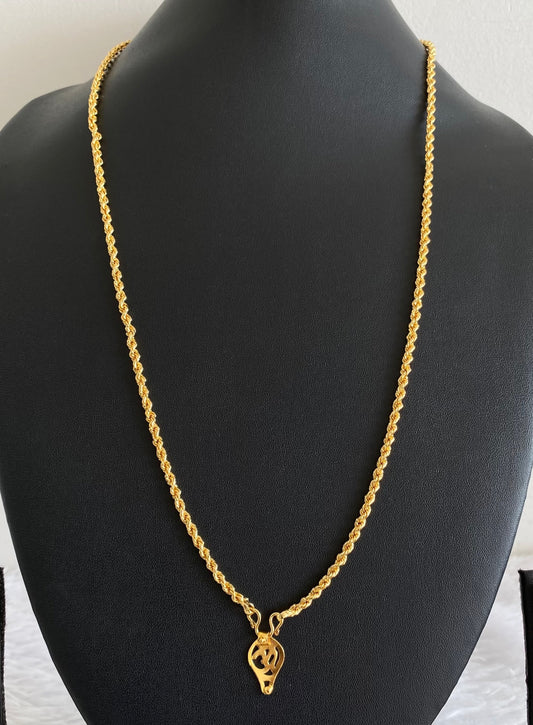 Gold tone 24 inches chain with om elakka pendant dj-54387