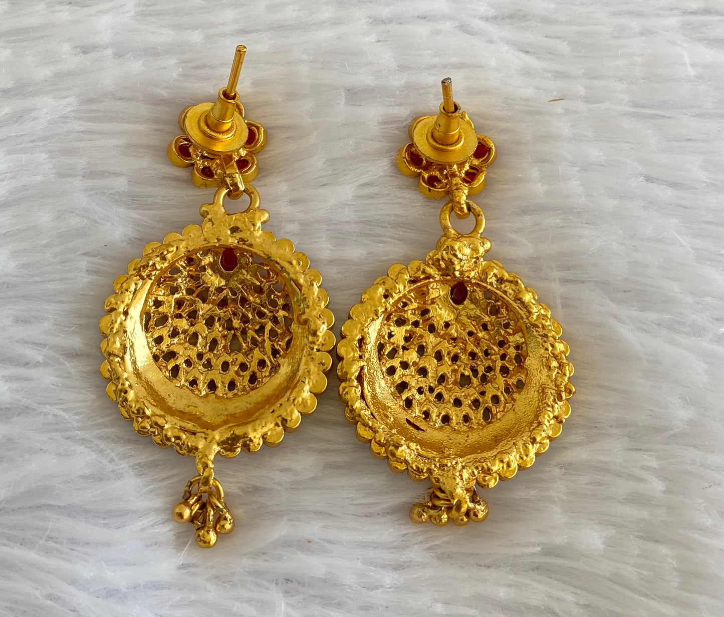 Antique gold tone kemp-green stone earrings dj-52994