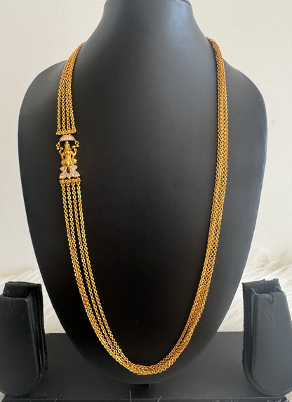 Matte finish cz kemp lakshmi lotus mugappu chandra haar dj-51239