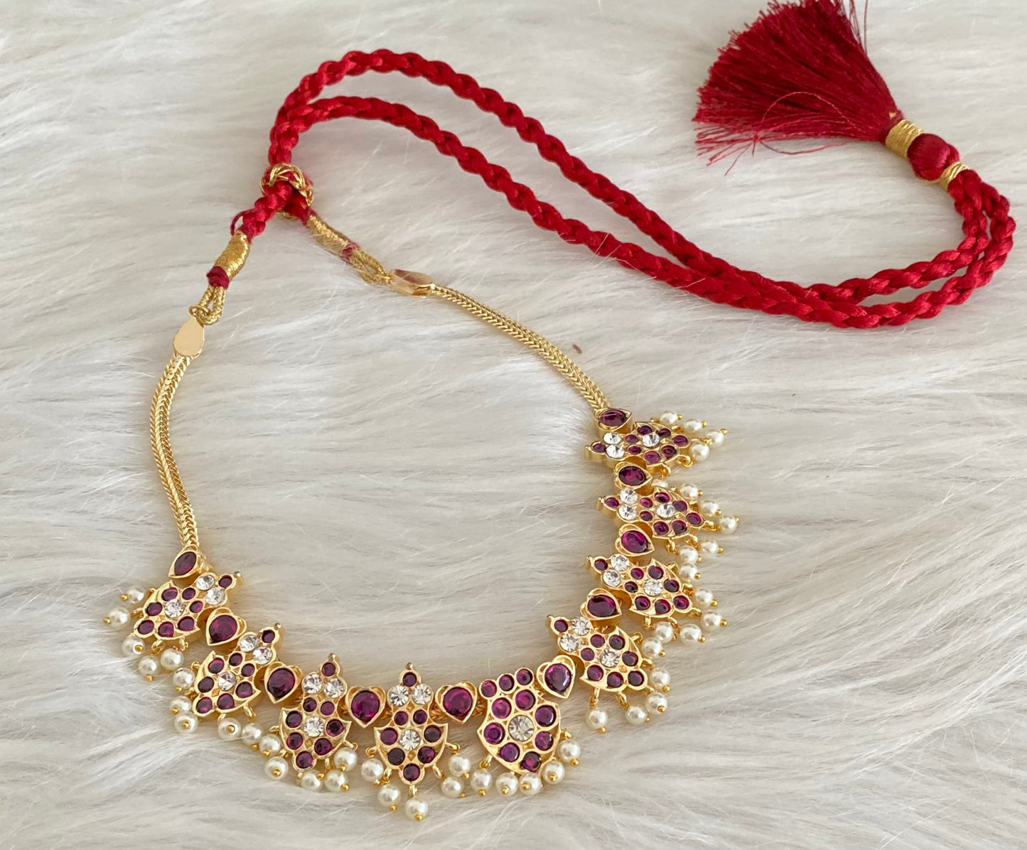 Gold tone precious kemp-white pearl necklace dj-53928