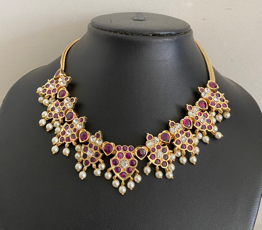 Gold tone precious kemp-white pearl necklace dj-53928