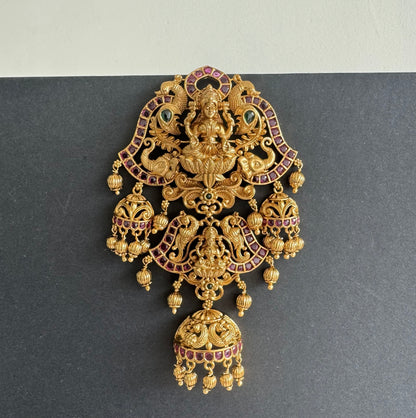 Matte finish kemp-green pearl Lakshmi hair jewel dj-52028