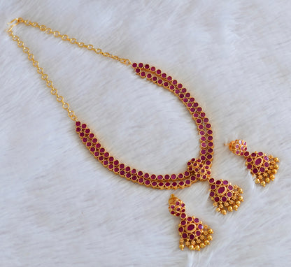 Matte finish ruby double layer attigai/necklace set dj-53182