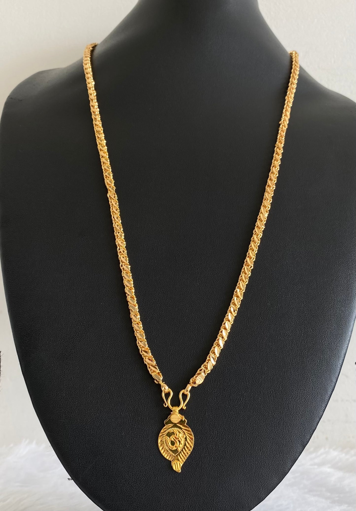 Gold tone 24 inches chain with om pendant dj-54378