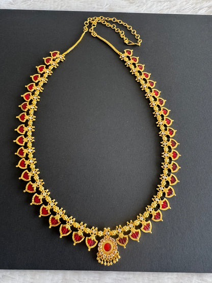 Gold tone Kerala style Red Palakka Haar DJ21867