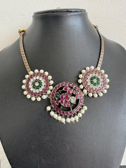 Black finish precious kemp peacock pearl necklace dj-51030