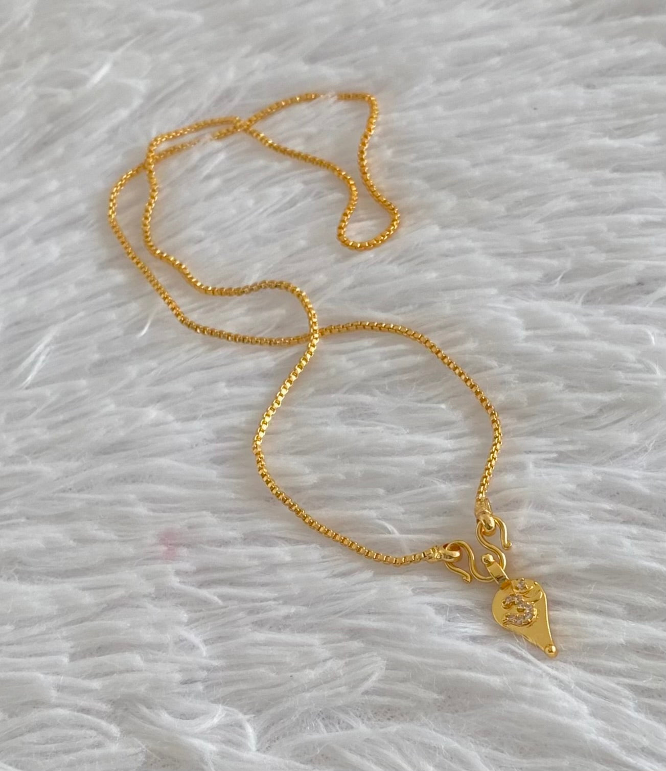 Gold tone 18 inches chain with cz om elakka pendant dj-54392