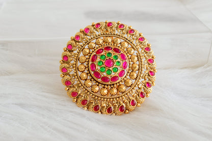 Antique gold tone kemp-green round hair jewel(rakodi)dj-53621