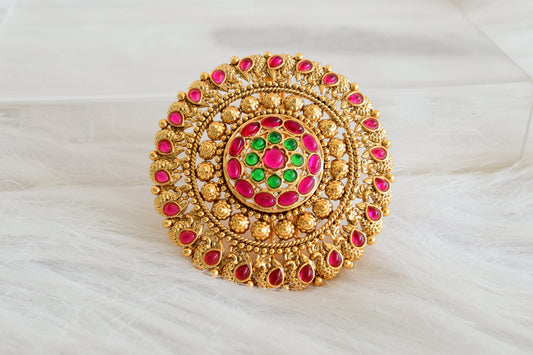 Antique gold tone kemp-green round hair jewel(rakodi)dj-53621