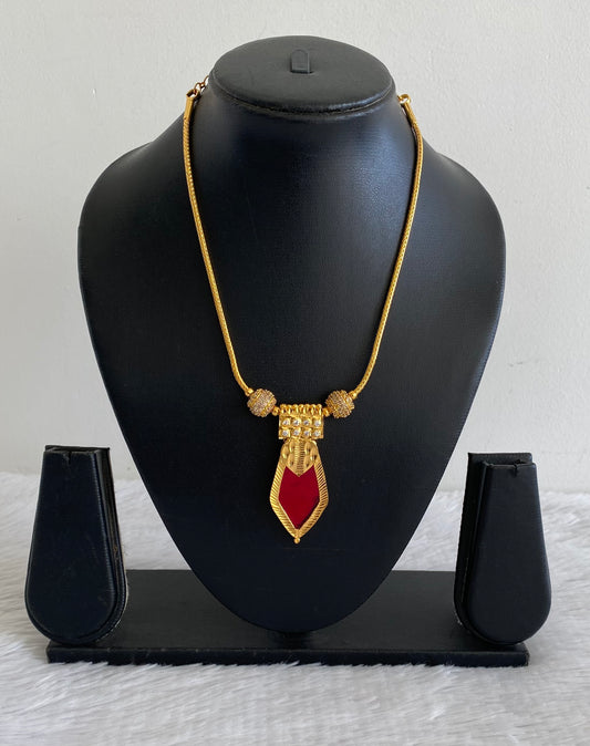 Gold tone Red Nagapadam Kerala style kodi necklace dj-36415